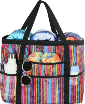 DOFOWORK Beach Bags for Women - Large beach bag, Mesh Beach Bag with 9 Pockets, Lightweight Tote Bag for Vacation
