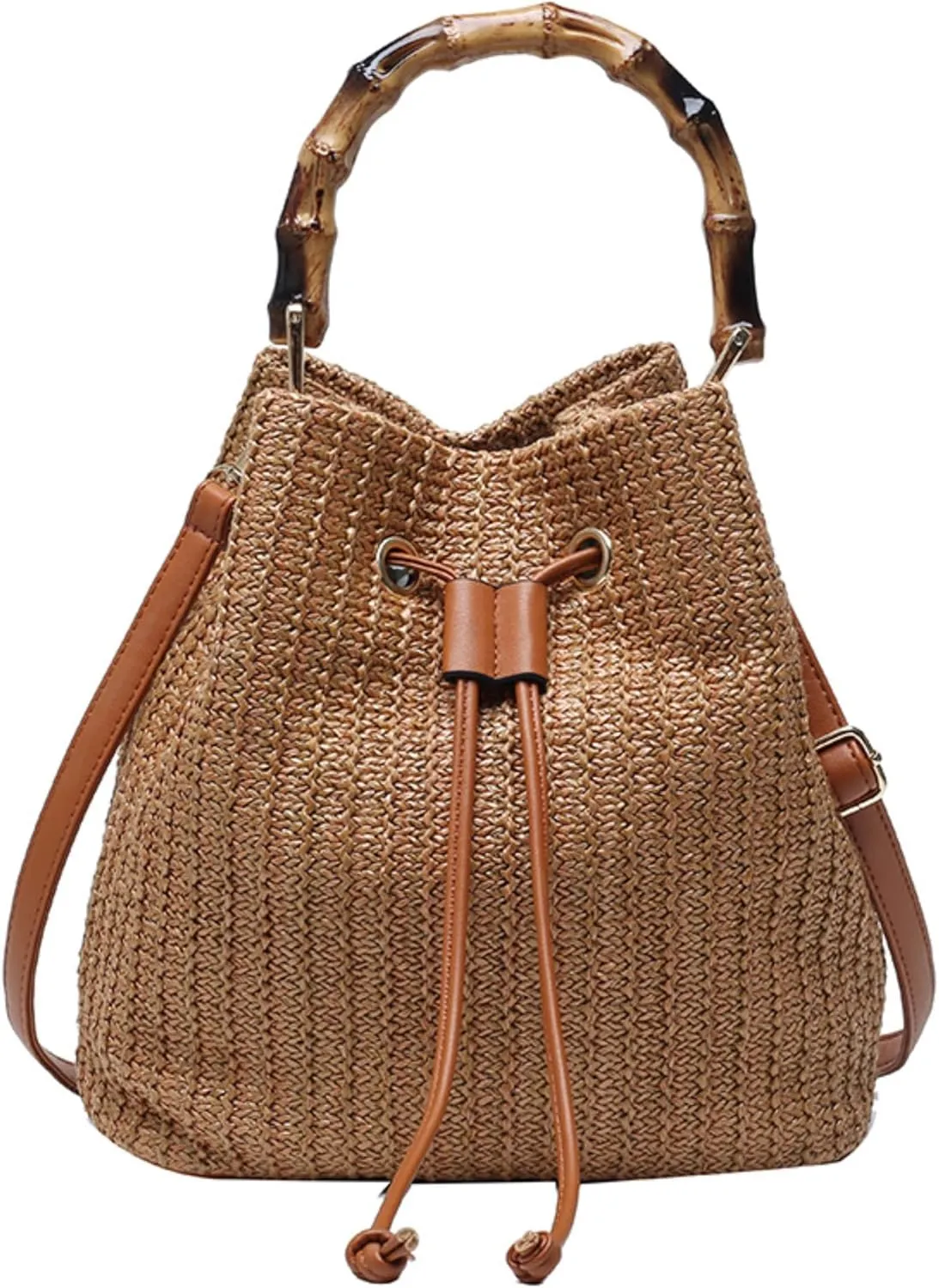 Drawstring Straw Bag Y2k Beach Crochet Bucket Bags Small Crossbody Purses Women Cute Purse Trendy 2025 Summer
