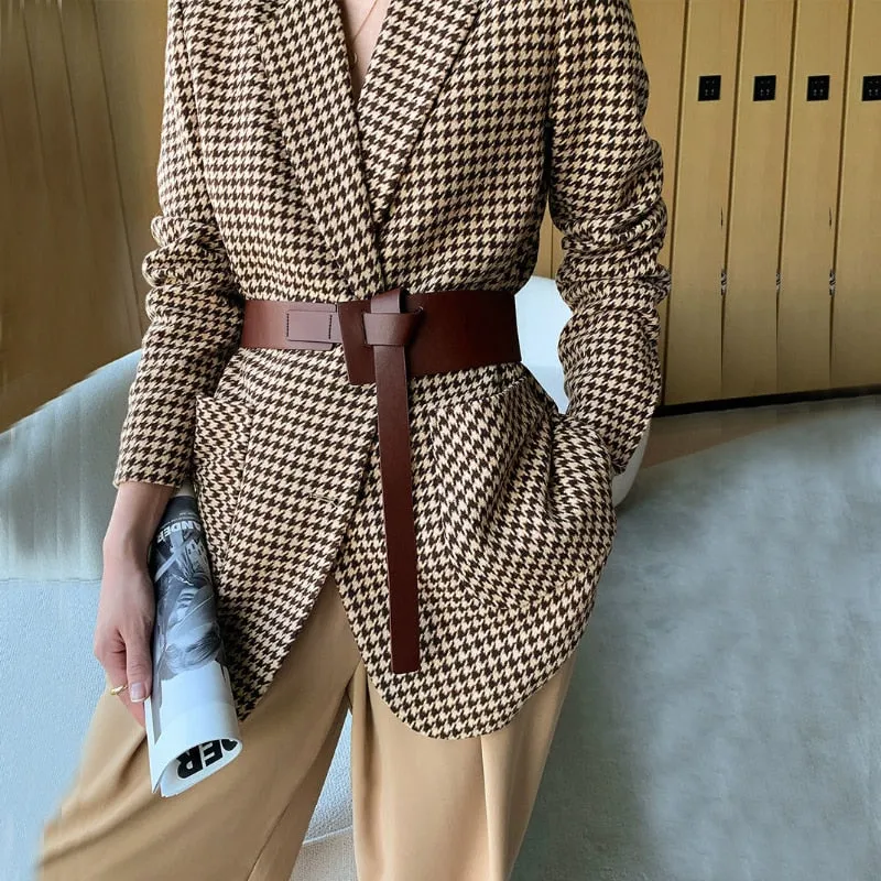 DressBetty - Long Sleeve Plaid Blazer
