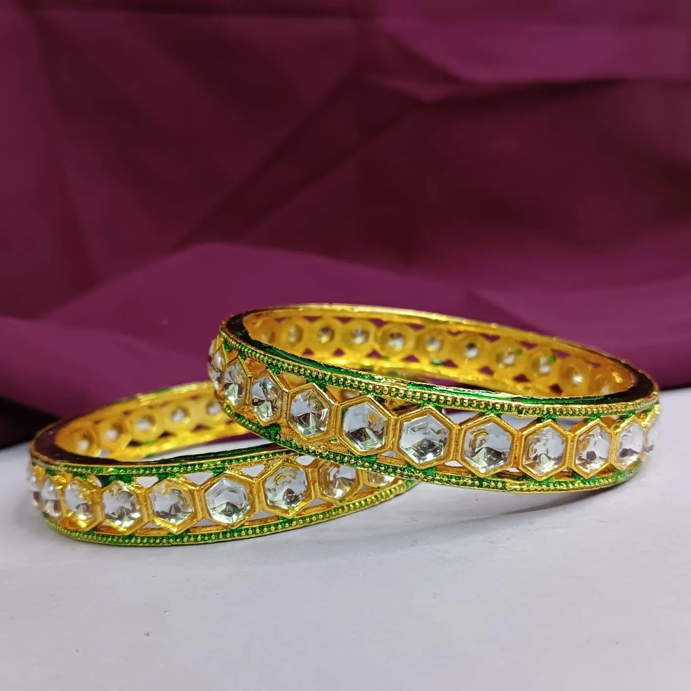 Efulgenz Indian Bangle Set for Women Stylish Bangle Set Indian Faux Kundan Crystal Bangles Bracelet Indian Bridal Jewelry for Wedding Bollywood Fashion Jewelry