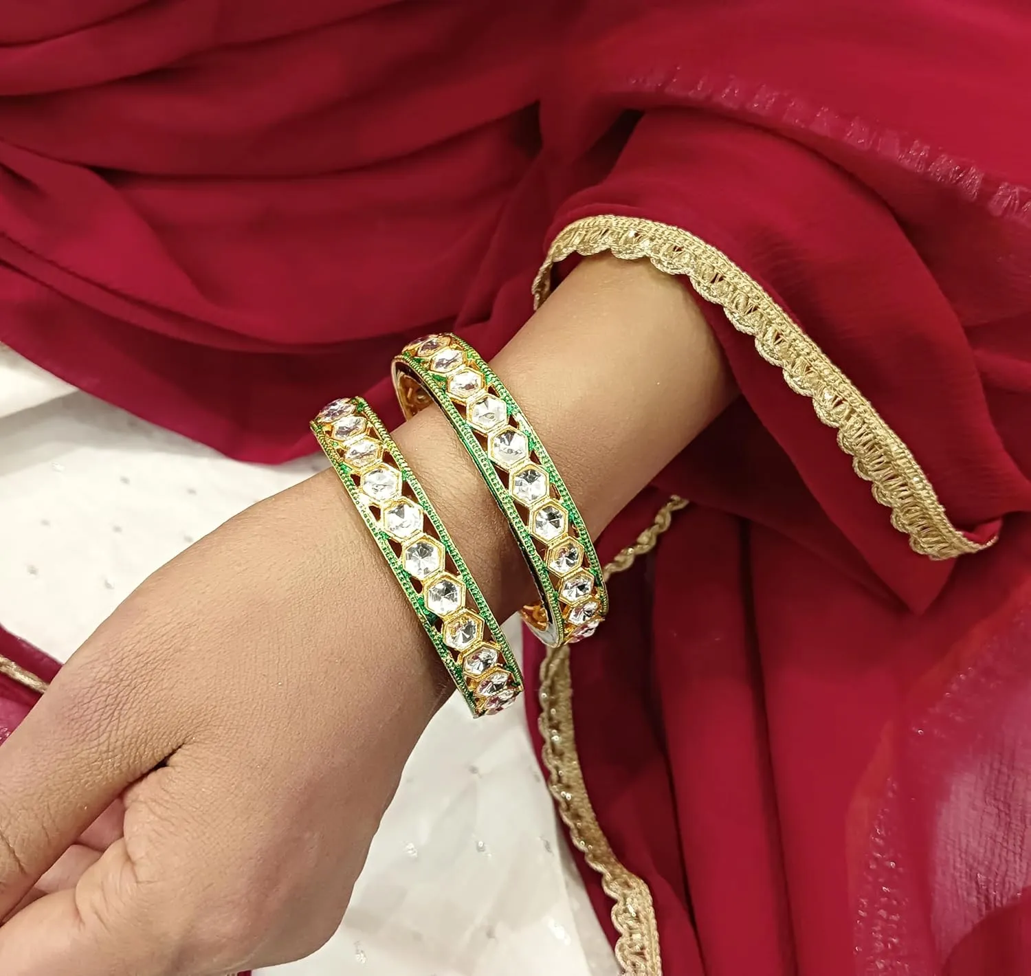 Efulgenz Indian Bangle Set for Women Stylish Bangle Set Indian Faux Kundan Crystal Bangles Bracelet Indian Bridal Jewelry for Wedding Bollywood Fashion Jewelry