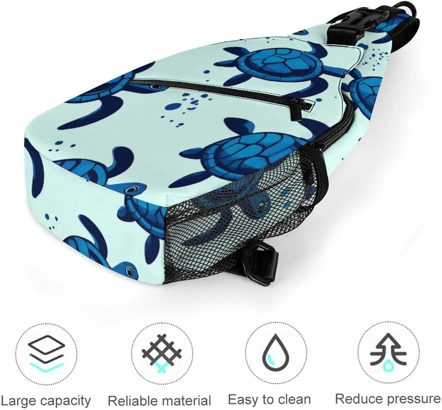 Elegant Crossbody Backpack, Ocean Animal Turquoise Blue Sea Turtles Travel Hiking Chest Bag Adjustable Sling Pack for Purses Shoulder Bag for Women Men's Travel,Sports
