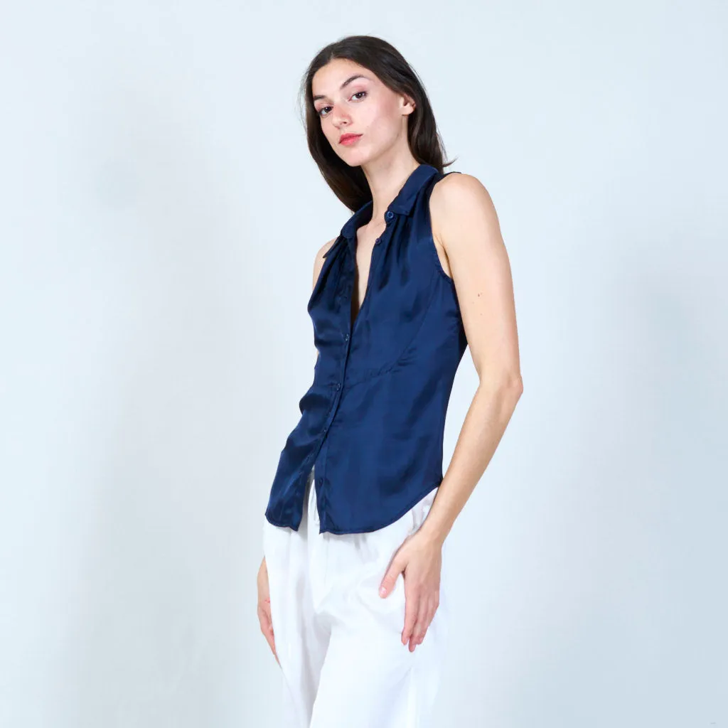 Elegant sleeveless silk blouse wholesale