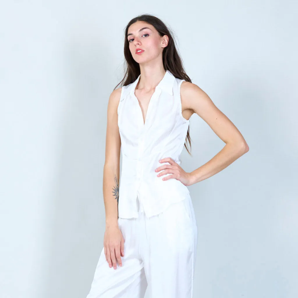 Elegant sleeveless silk blouse wholesale