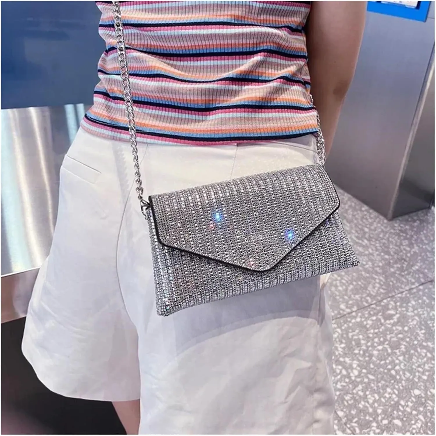 Evening Bag Rhinestone Purse Hand Bags For Women Handbags Chain Silver Purse Party Bags