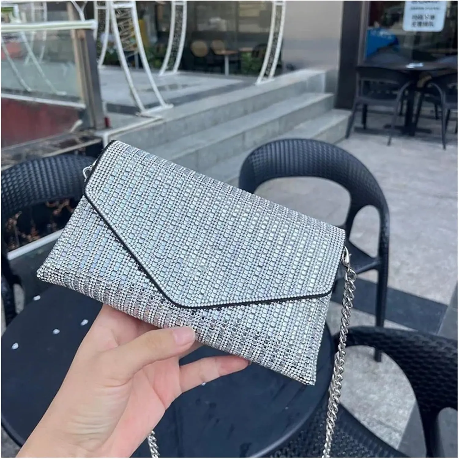 Evening Bag Rhinestone Purse Hand Bags For Women Handbags Chain Silver Purse Party Bags