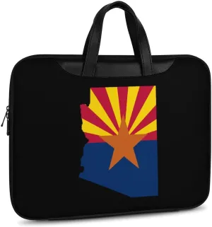 Flag Map Of Arizona Leather Bag Laptop Case Slim Water Resistant Computer Bags with Handle Briefcase for Work