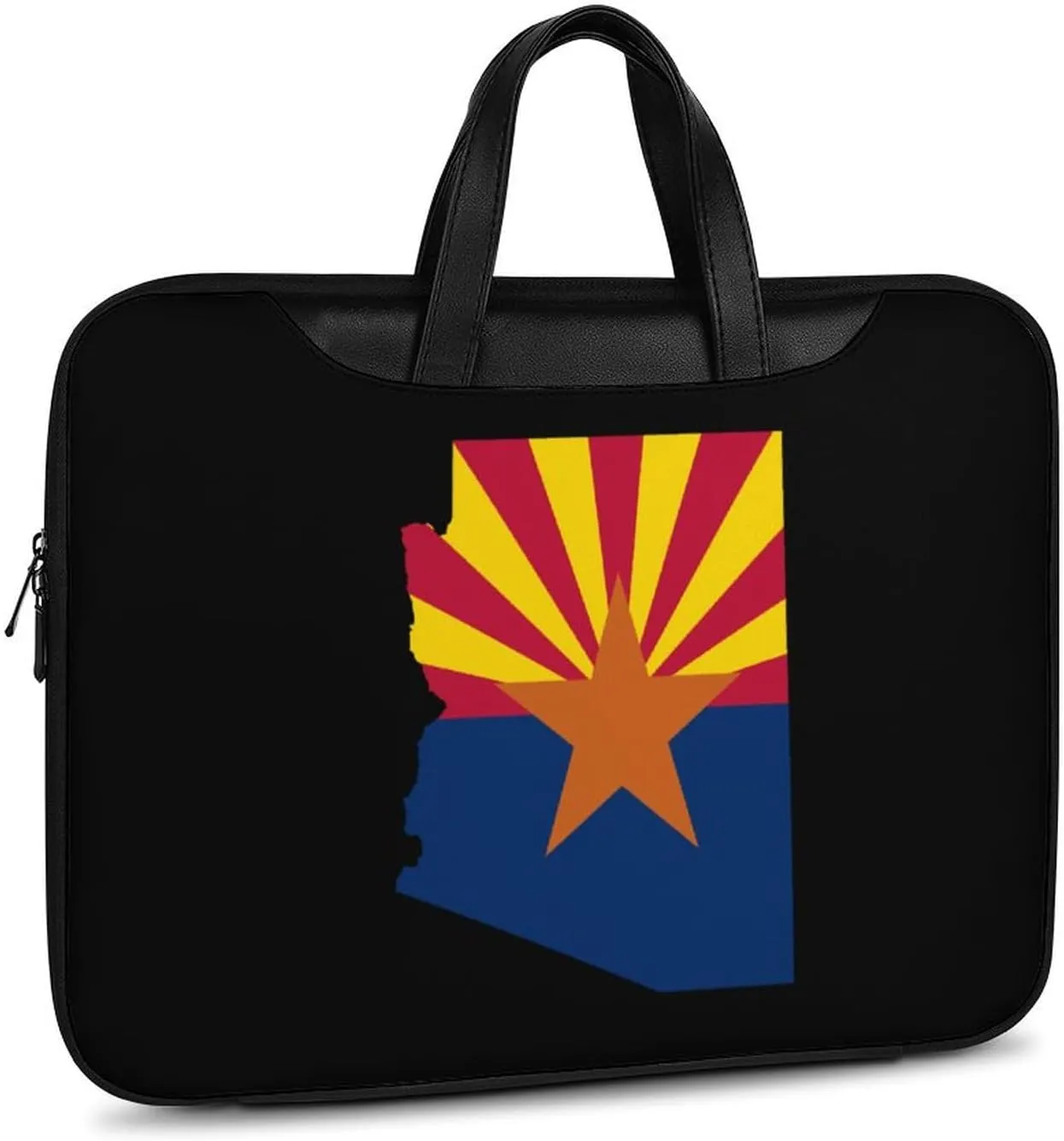 Flag Map Of Arizona Leather Bag Laptop Case Slim Water Resistant Computer Bags with Handle Briefcase for Work