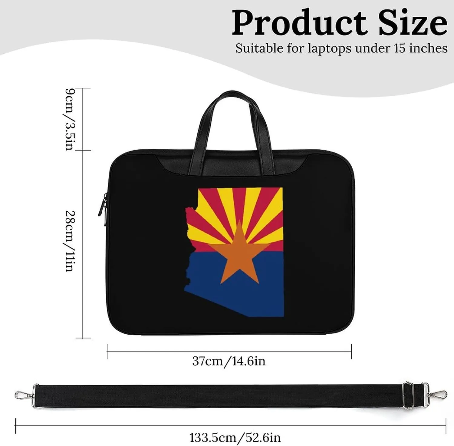 Flag Map Of Arizona Leather Bag Laptop Case Slim Water Resistant Computer Bags with Handle Briefcase for Work