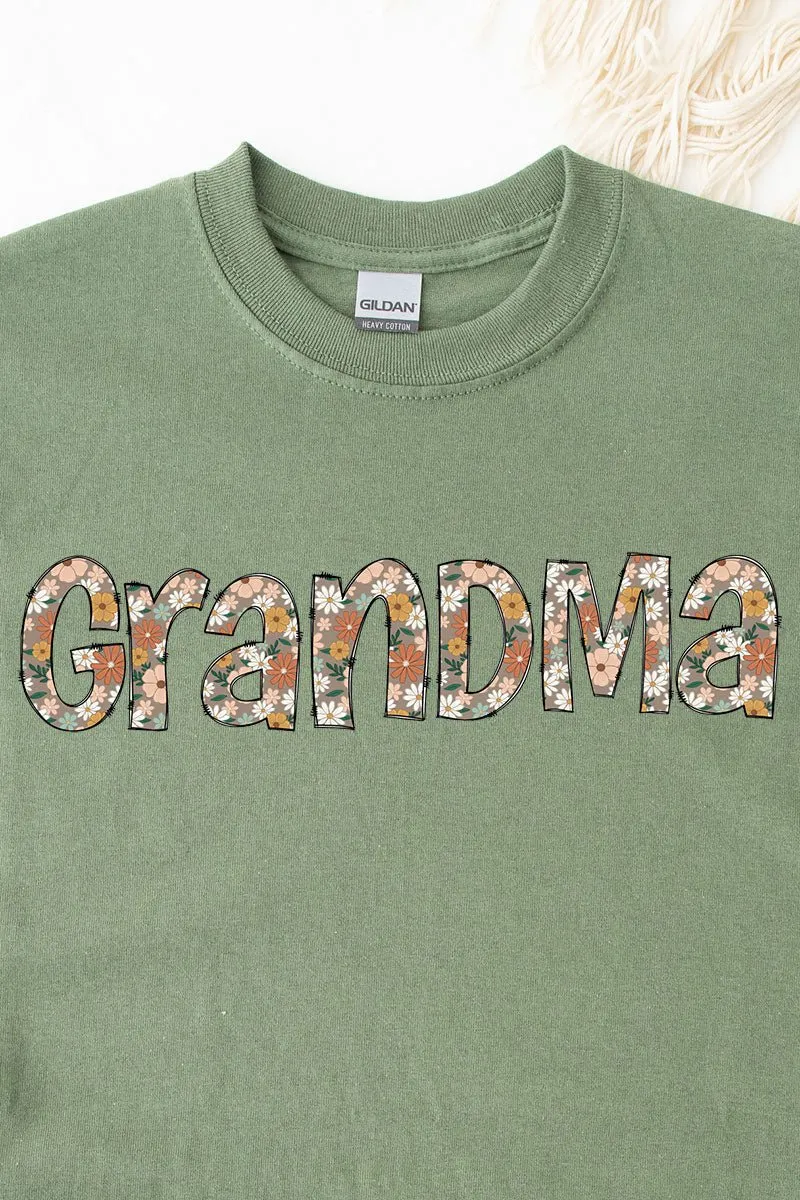 Floral Boho Grandma Short Sleeve Relaxed Fit T-Shirt