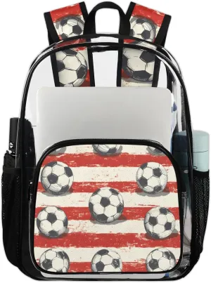 Football Heavy Duty Clear Backpack Soccer Sport Large See Through Backpacks PVC Transparent Backpack Clear Bag for Women Men Security Stadium Work Travel Events Concert