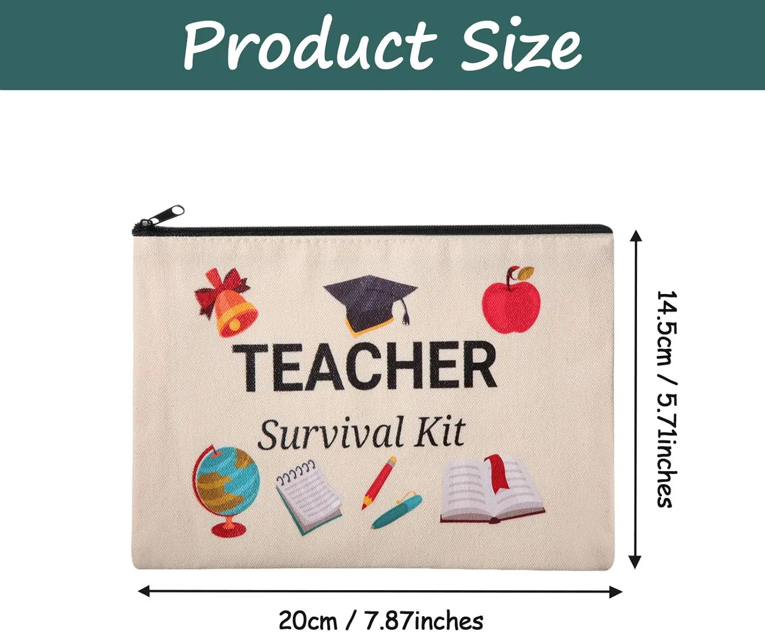 Frienda 10 Pieces Cosmetic Bags Travel Toiletry Case with Zipper for Teacher Appreciation Gifts(7.87 x 5.71 Inches)