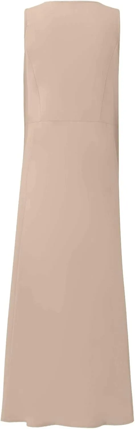 Geleglaer Linen Dresses for Womens Sleeveless Linen Dress Casual Cotton Tank Maxi Dress 2024 Summer Dress