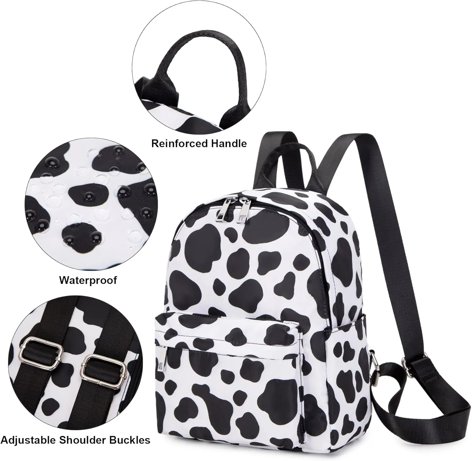 Girls Mini Backpack, Small Backpacks Purse for Women Teens Kids School Travel (Cow Print)