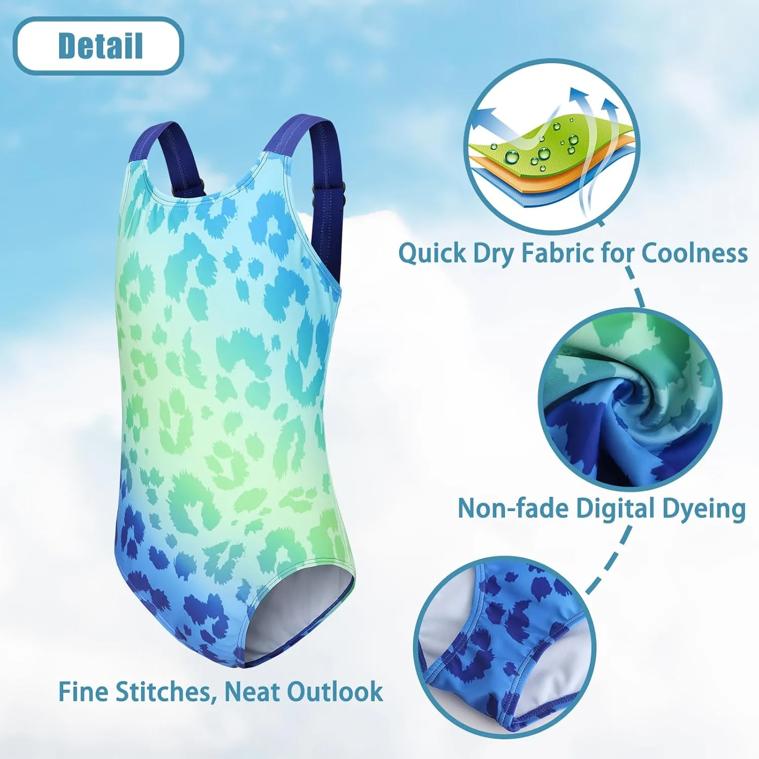 Girls One Piece Swimsuits Tie Dye Bathing Suit for Girls Hawaiian Swimwear 3-16 Years