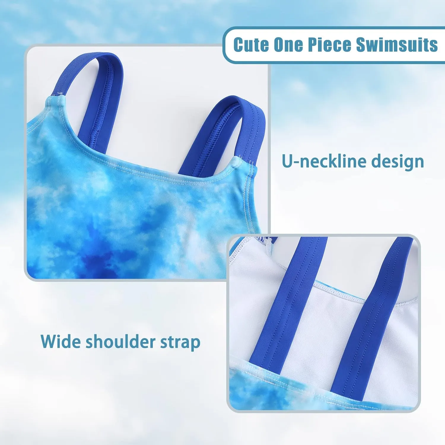 Girls One Piece Swimsuits Tie Dye Bathing Suit for Girls Hawaiian Swimwear 3-16 Years