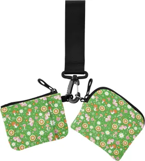Groovy Snails Mushrooms Flowers Peace Love Dual Wristlet Wallets for Women Slim Portable Change Purse Key Holder with Zipper Coin Pocket for Women Men 2 Packs