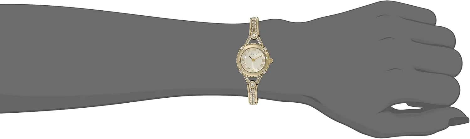 GUESS Petite Silver-Tone Crystal Bracelet Watch