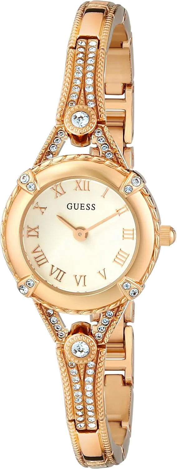 GUESS Petite Silver-Tone Crystal Bracelet Watch