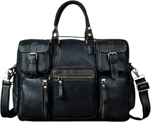 Haitpant Men Leather Handbag Business Briefcase Document Laptop Case Attache Portfolio Bag