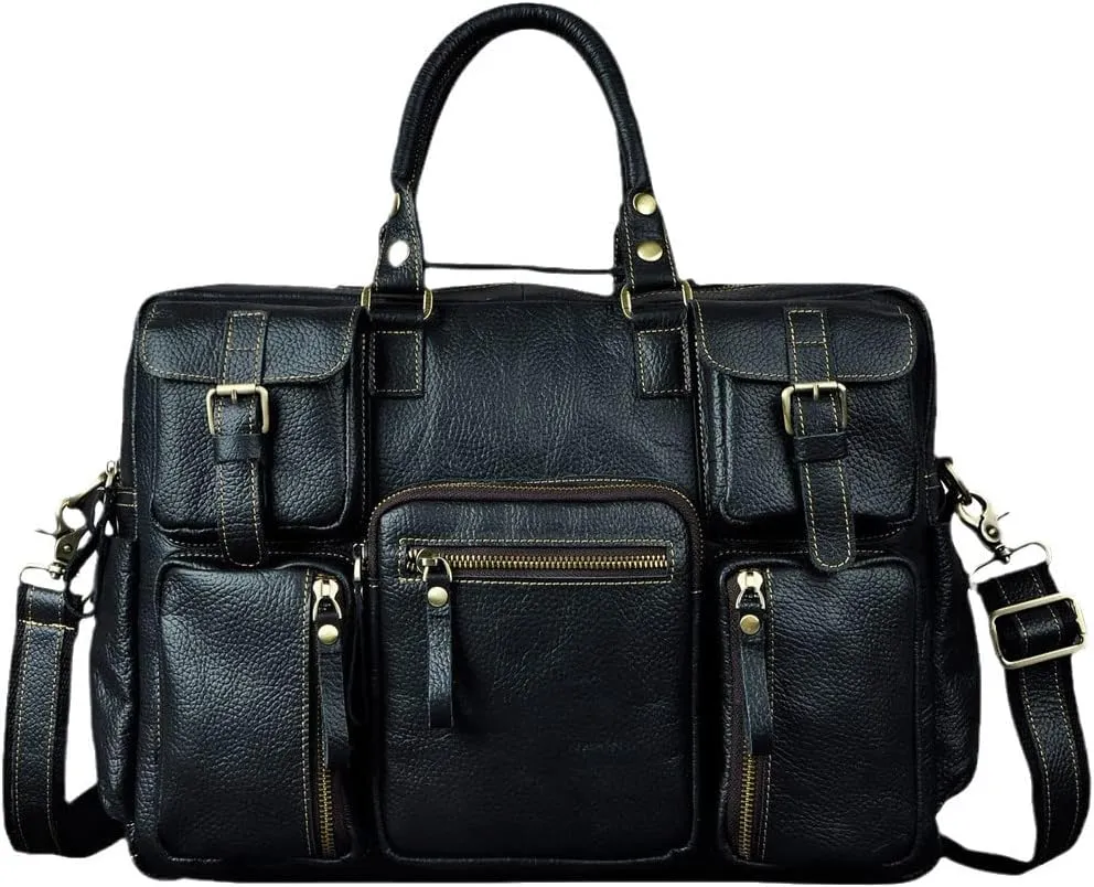 Haitpant Men Leather Handbag Business Briefcase Document Laptop Case Attache Portfolio Bag