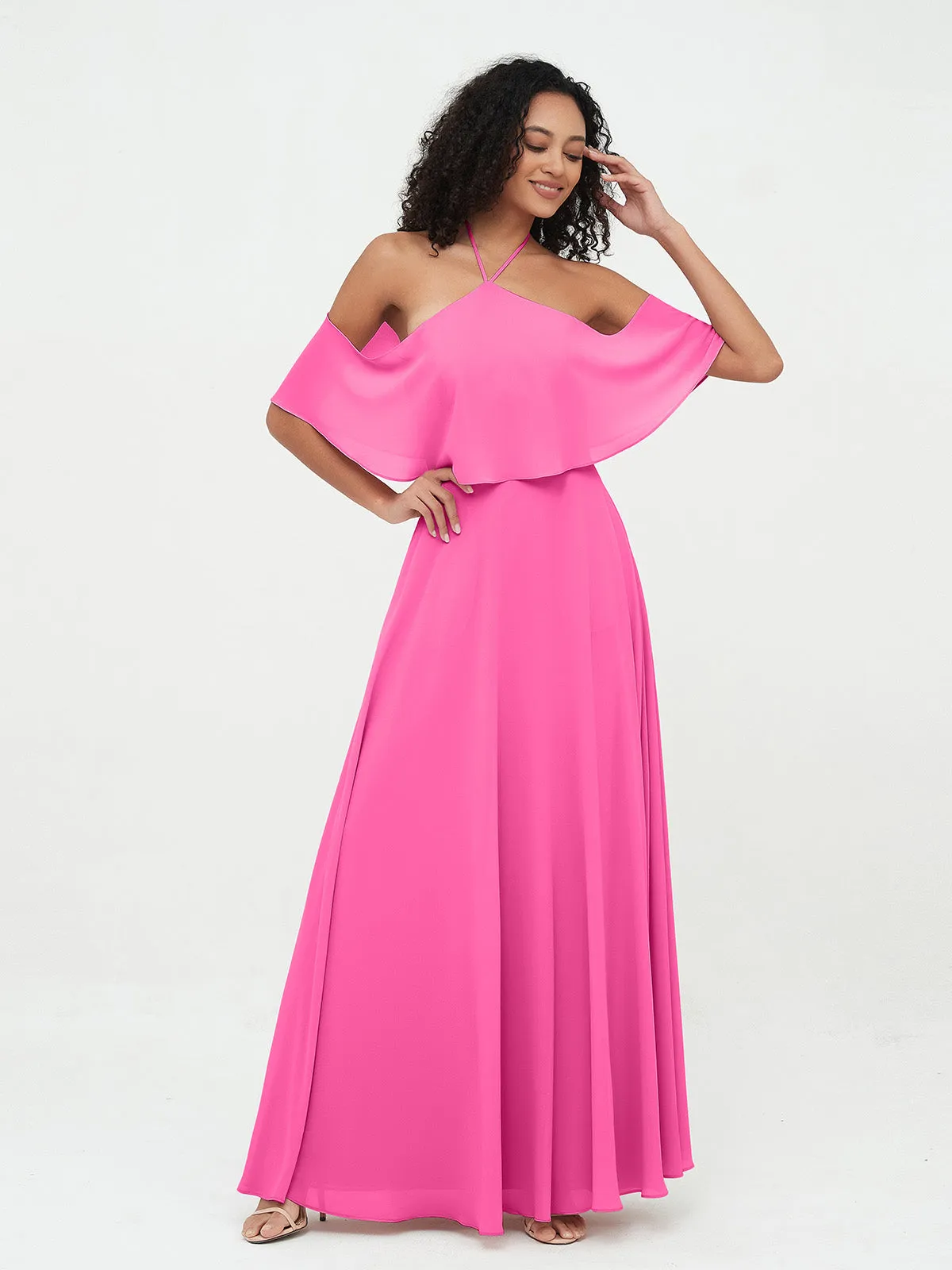 Halter Off the Shoulder Max Dresses with Pockets-Azalea
