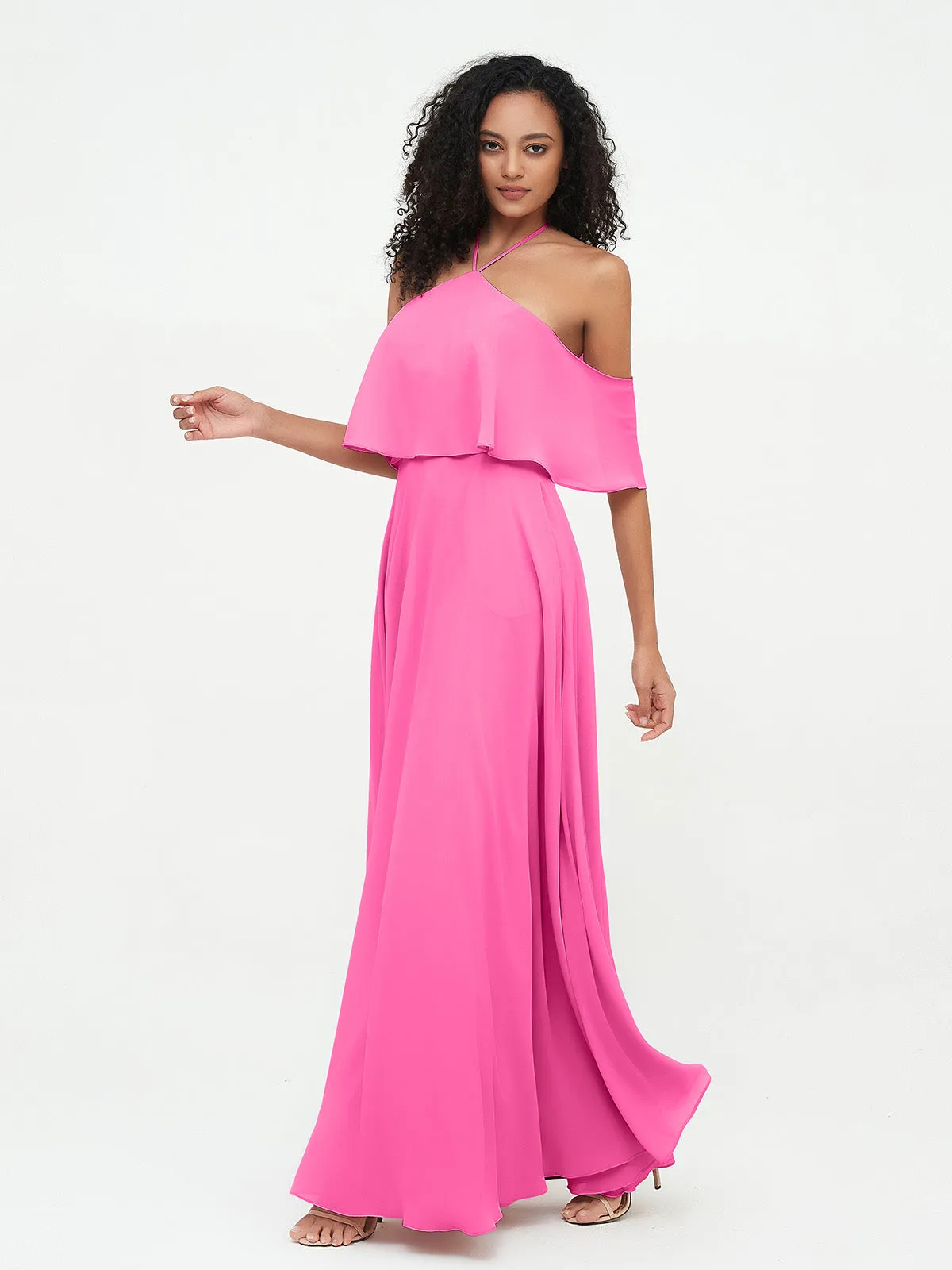 Halter Off the Shoulder Max Dresses with Pockets-Azalea