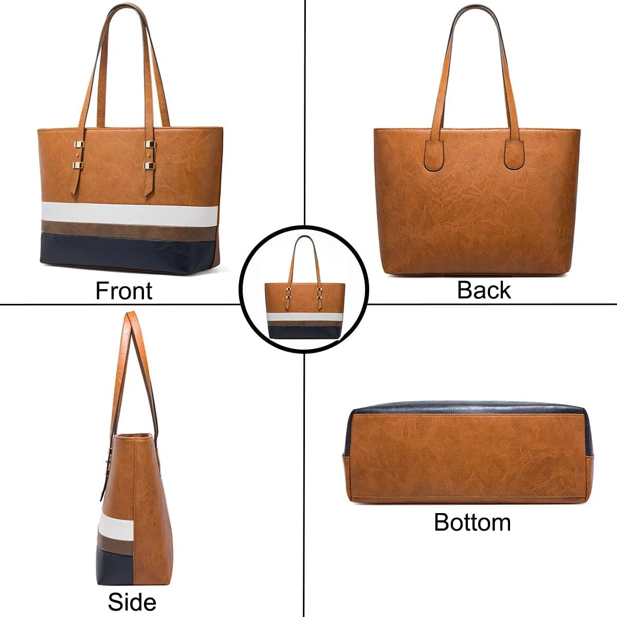 Handbags for Women Shoulder Bags Color Matching Tote Satchel Hobo 4pcs Purse Set