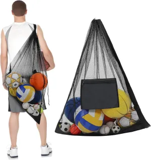 Happyyami Quilted Mesh Bag Large Capacity for Balls Drawstring Closure Zipper Pocket Shoulder Belt Bag