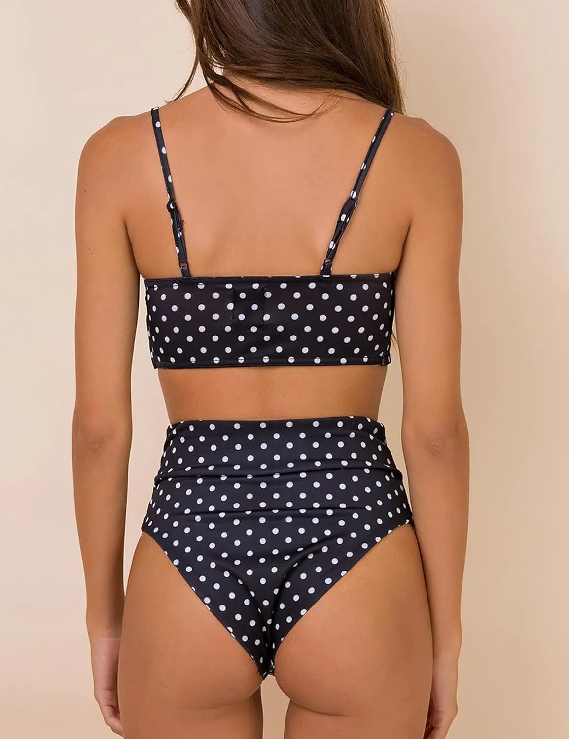 Honlyps High Waisted Bikini Sets for Women Tummy Control 2 Piece Swimsuit Cheeky Coverage Bathing Suit Tie Knot Swim Suit
