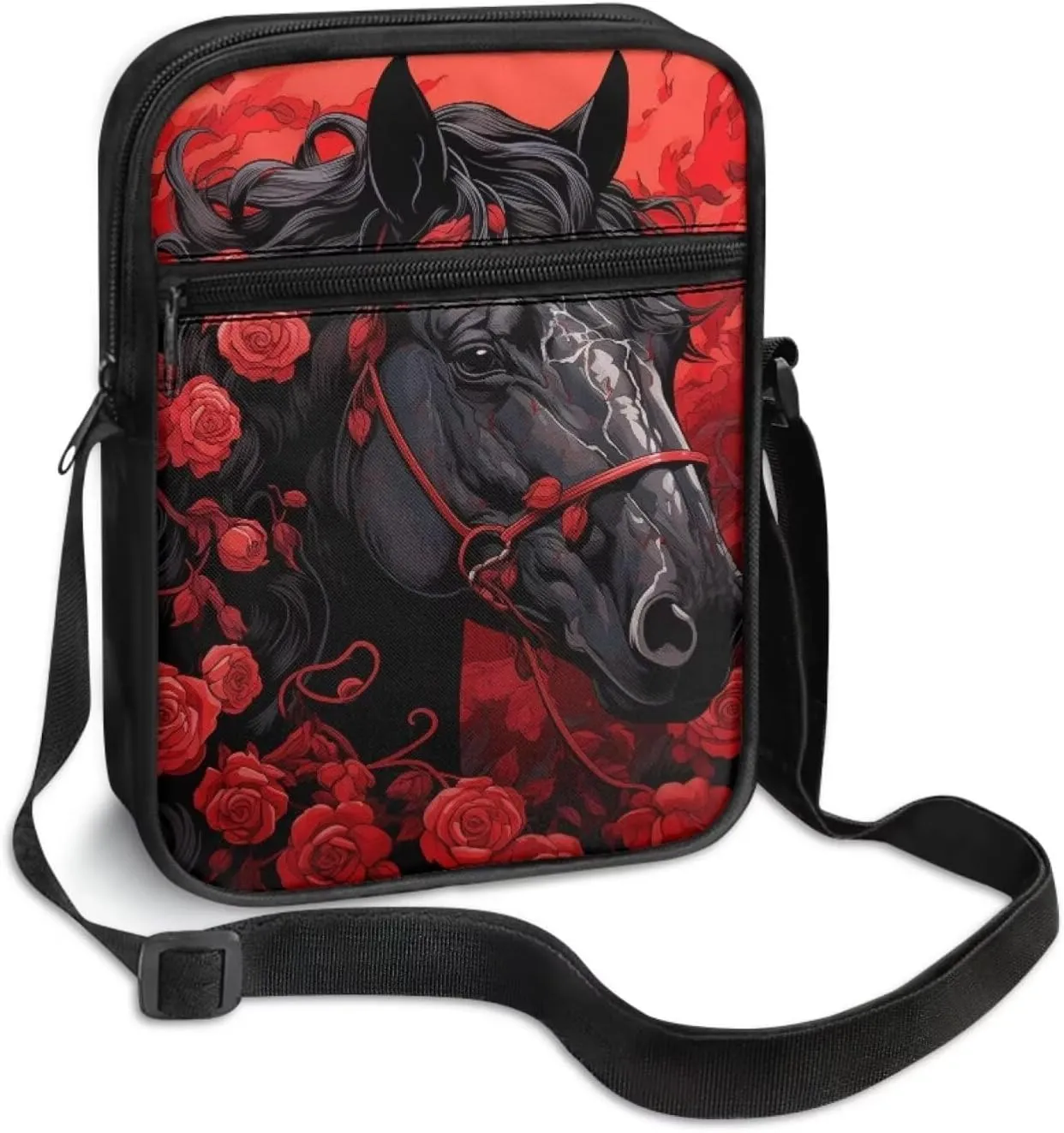Horse Print Small Messenger Bag Waterproof Crossbody Shoulder Bags for Women Men