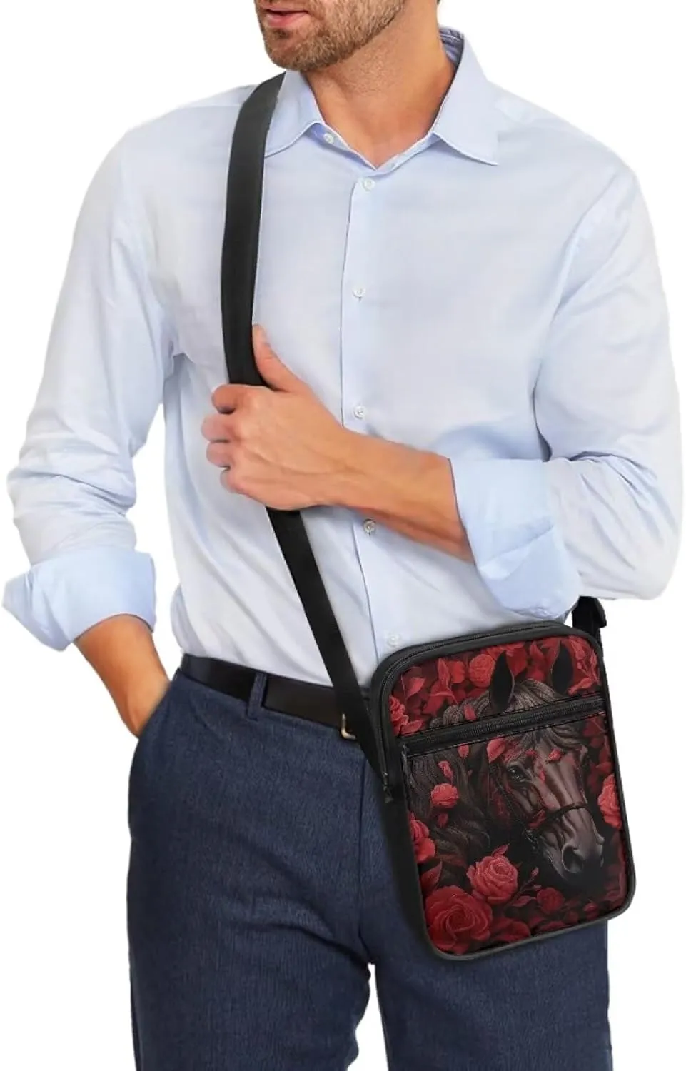 Horse Print Small Messenger Bag Waterproof Crossbody Shoulder Bags for Women Men
