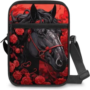 Horse Print Small Messenger Bag Waterproof Crossbody Shoulder Bags for Women Men
