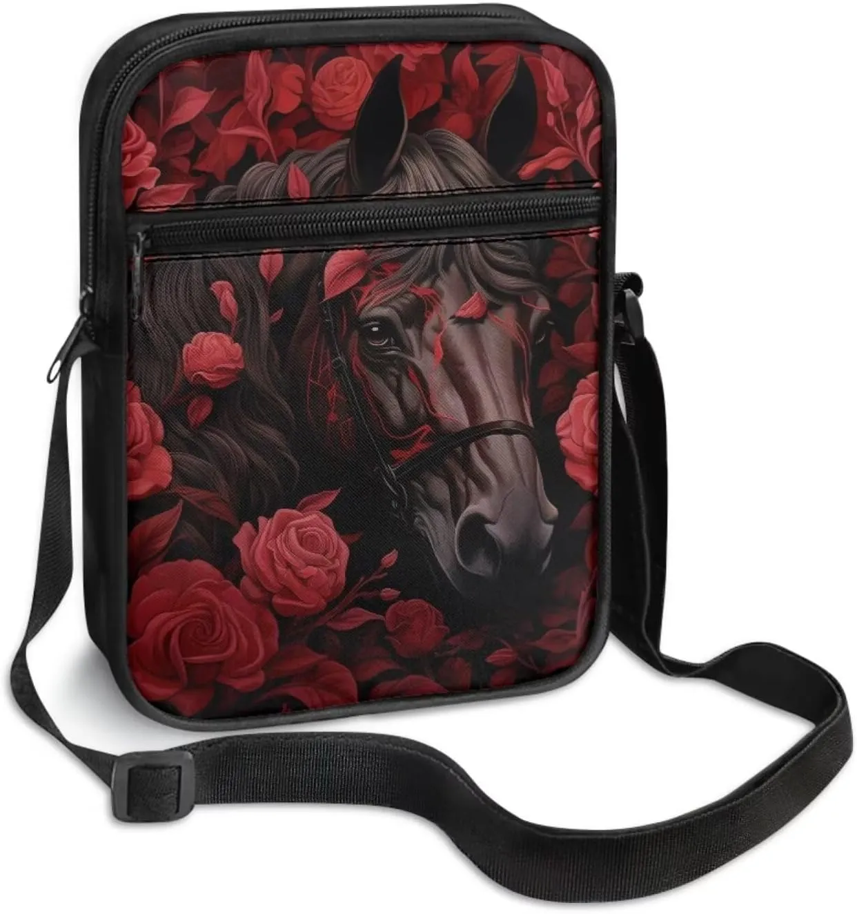 Horse Print Small Messenger Bag Waterproof Crossbody Shoulder Bags for Women Men