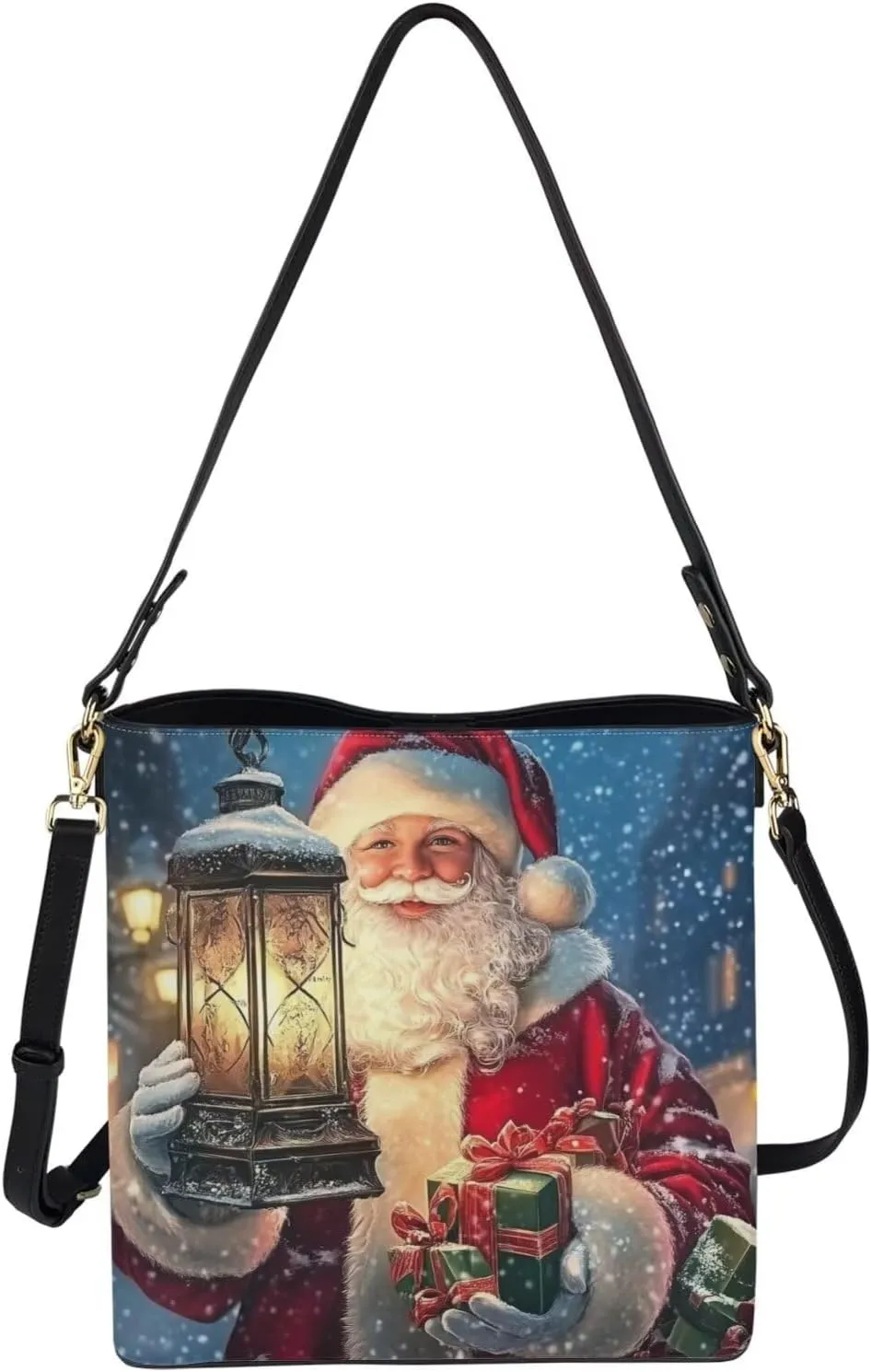 HUGS IDEA Leather Bucket Handbag Shoulder Bags Tote Handle Bags Bobo Cross-body Purse
