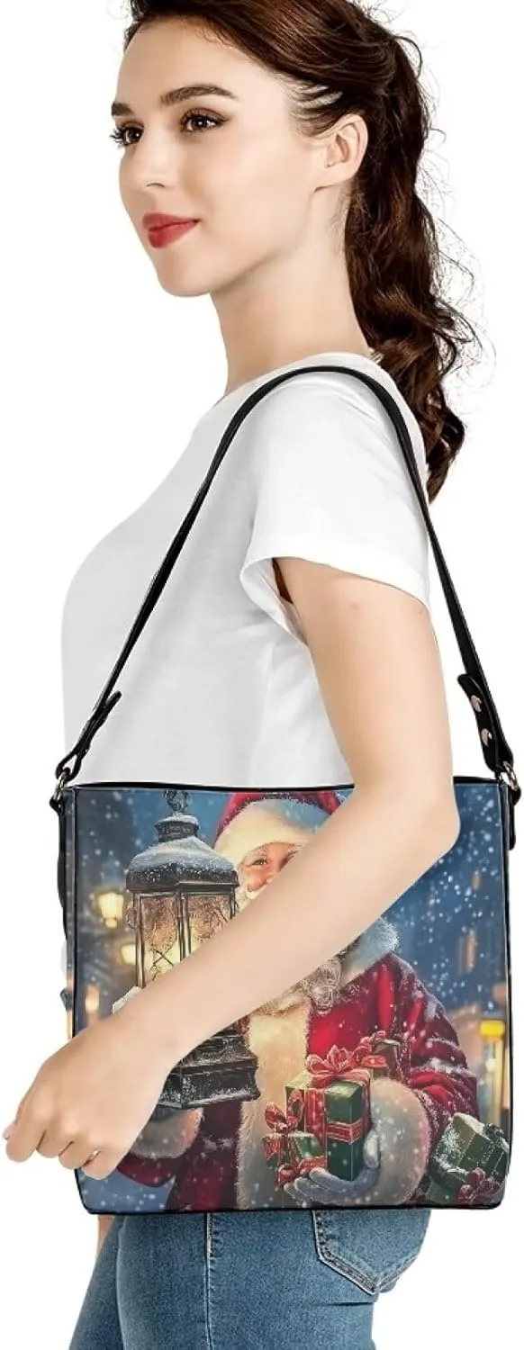 HUGS IDEA Leather Bucket Handbag Shoulder Bags Tote Handle Bags Bobo Cross-body Purse