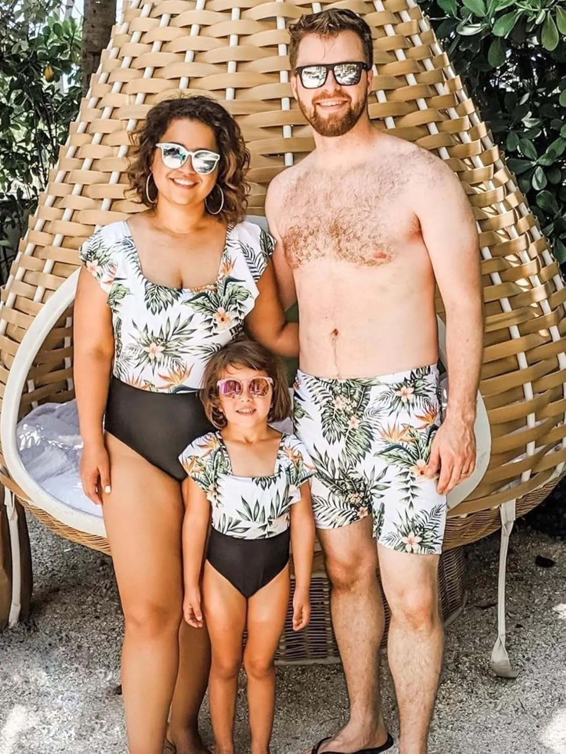 IFFEI Mommy and Me Swimsuits One Piece Monokini Bathing Suits Pattern Printed Family Matching Swimwear