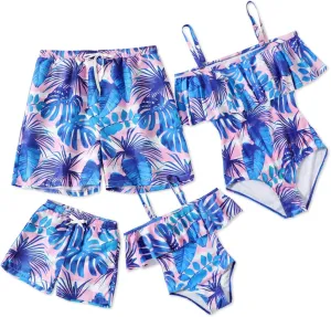 IFFEI Mommy and Me Swimsuits One Piece Monokini Bathing Suits Pattern Printed Family Matching Swimwear