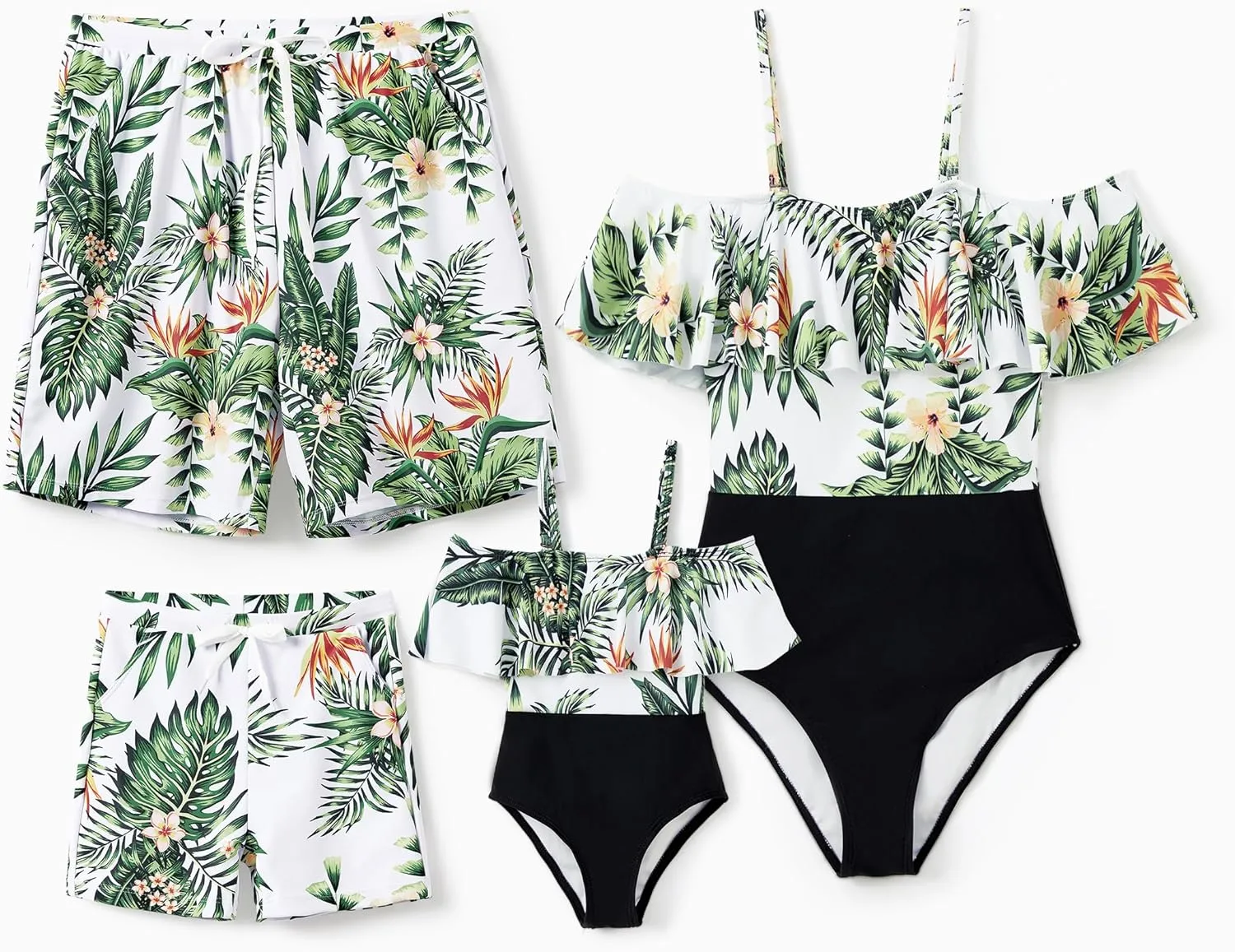 IFFEI Mommy and Me Swimsuits One Piece Monokini Bathing Suits Pattern Printed Family Matching Swimwear