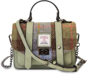 Islander The Baby Satchel harris tweed women's shoulder bags, Chestnut Blue Tartan, Mini