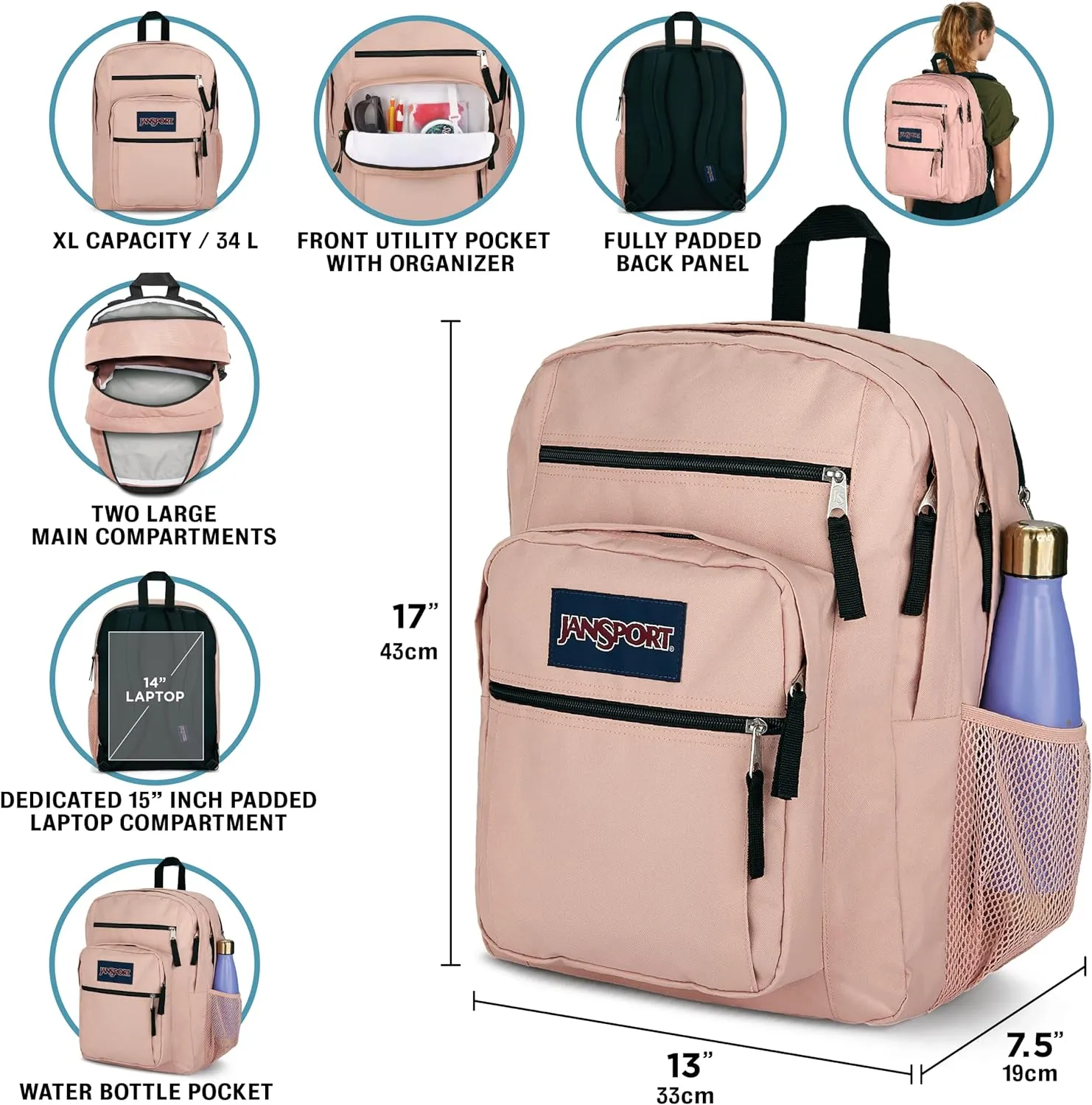 JanSport Laptop Backpack - Computer Bag with 2 Compartments, Ergonomic Shoulder Straps, 15 Laptop Sleeve, Haul Handle - Event Horizon