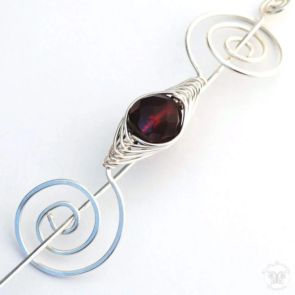 January Garnet Shawl Pin - Noteworthy Birthstone Silver