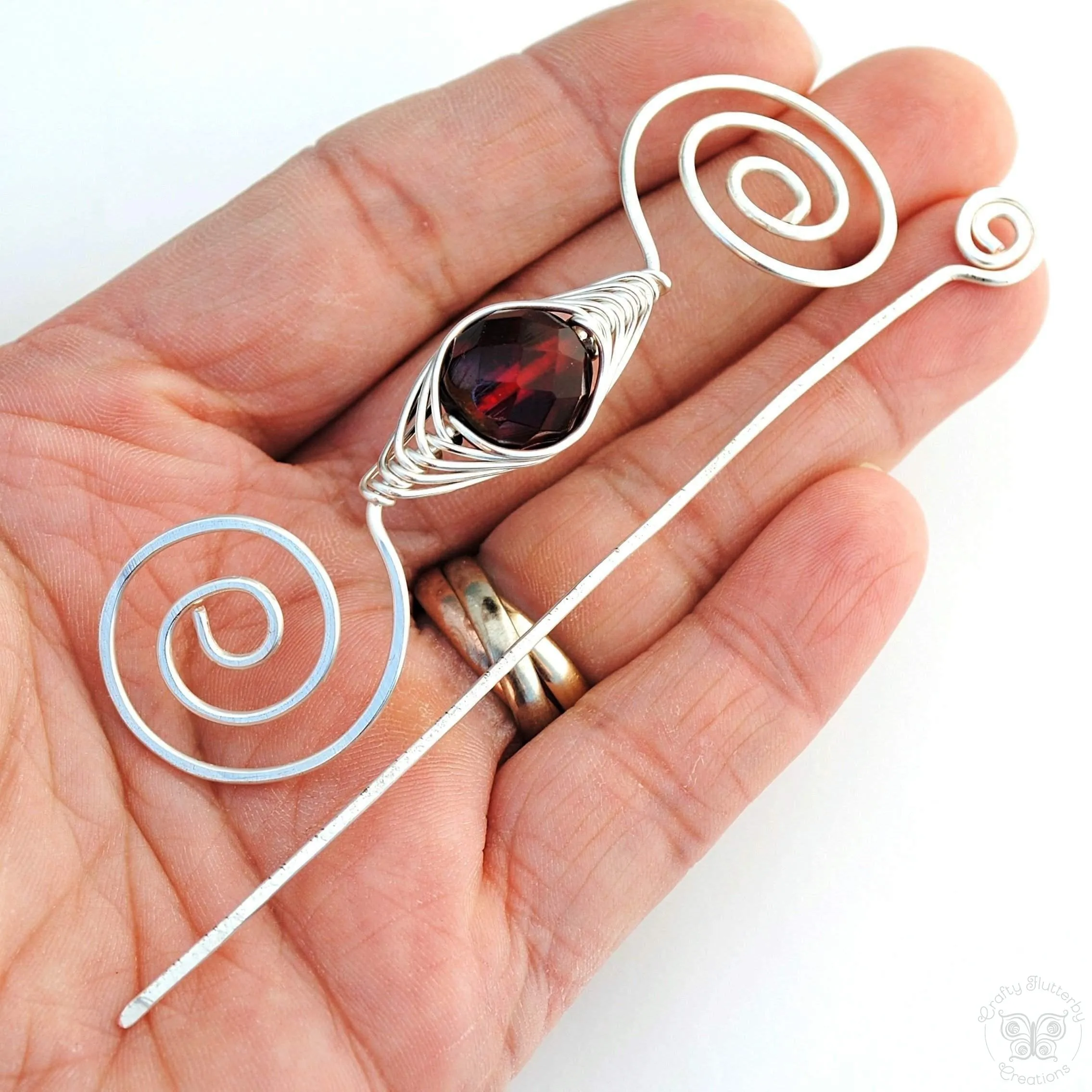 January Garnet Shawl Pin - Noteworthy Birthstone Silver