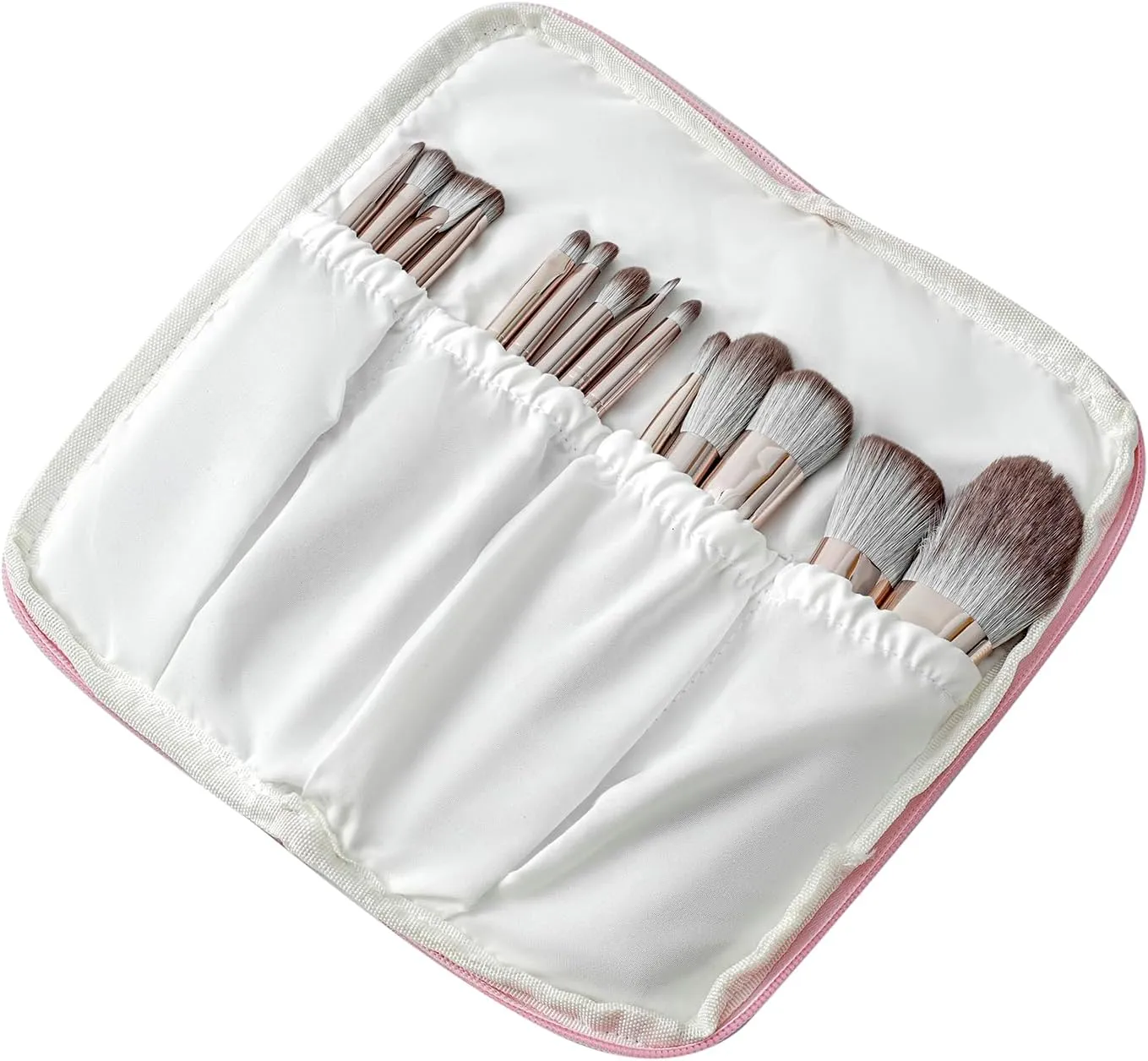 JOVAKIT Quilted Makeup Brush Holder Travel Cosmetic Bag for Women, Floral Coquette Cotton Makeup Brush Case Toiletry Zipper Make Up Pouch, Travel Storage Organizer Pouch (Red Floral)