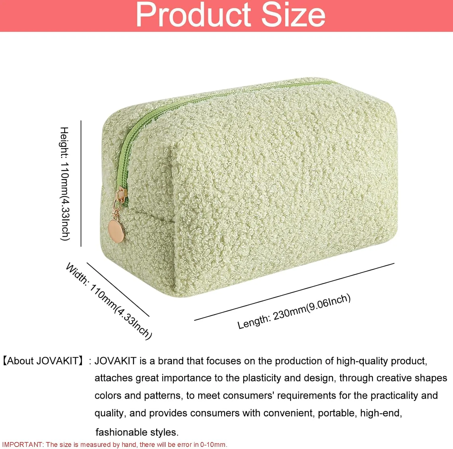 JOVAKIT Travel Makeup Bag Cosmetic Bag for Women, Fashion Christmas Gifts, Plush Zipper Make Up Pouch, Large Capacity Toiletry Organizer Makeup, Portable Storage Bag Trendy Stuff (Khaki)