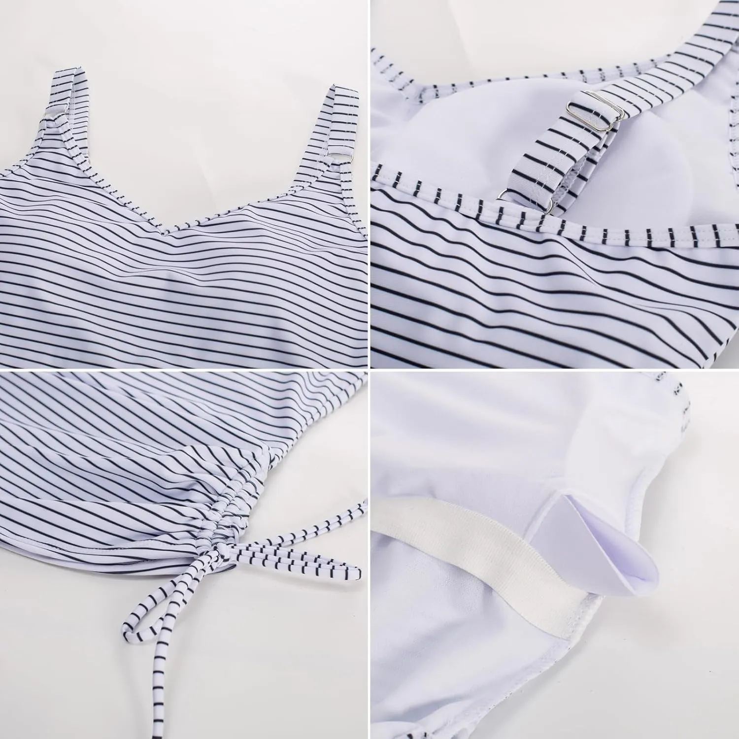 Kate Kasin Women's Tankini Swimsuits Tummy Control Two Piece V Neck Ruched Bathing Suits with Skirts Beach Swim Dress
