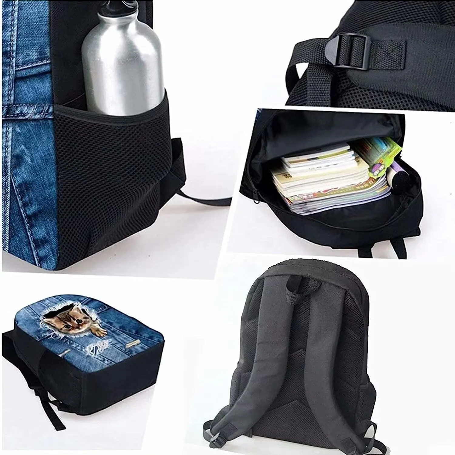 KEIAHUAN American Flag Camo Design School Backpack for Boys Lightweight School Bookbags Satchel Backpack Shoulder Schoolbags with Lunch Box Pencil Case