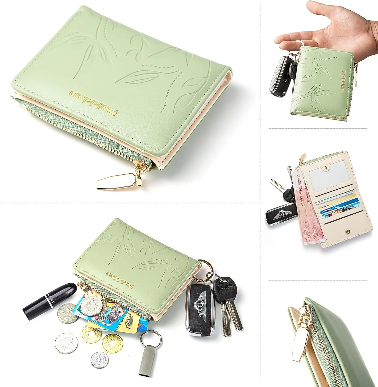 Keychain Bracelet Wristlet with Wallet Card Holder Pocket, Flower Tassel Purse Silicone Key Ring for Women