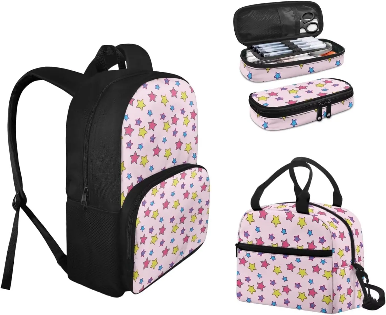 Kids Backpack Toddler Colored Stars Backpack for School Study Travel for Boys Pre-K Kindergarten Elementary Lightweight Book Bag Big Bookbag Kids 15" tall for Daycare