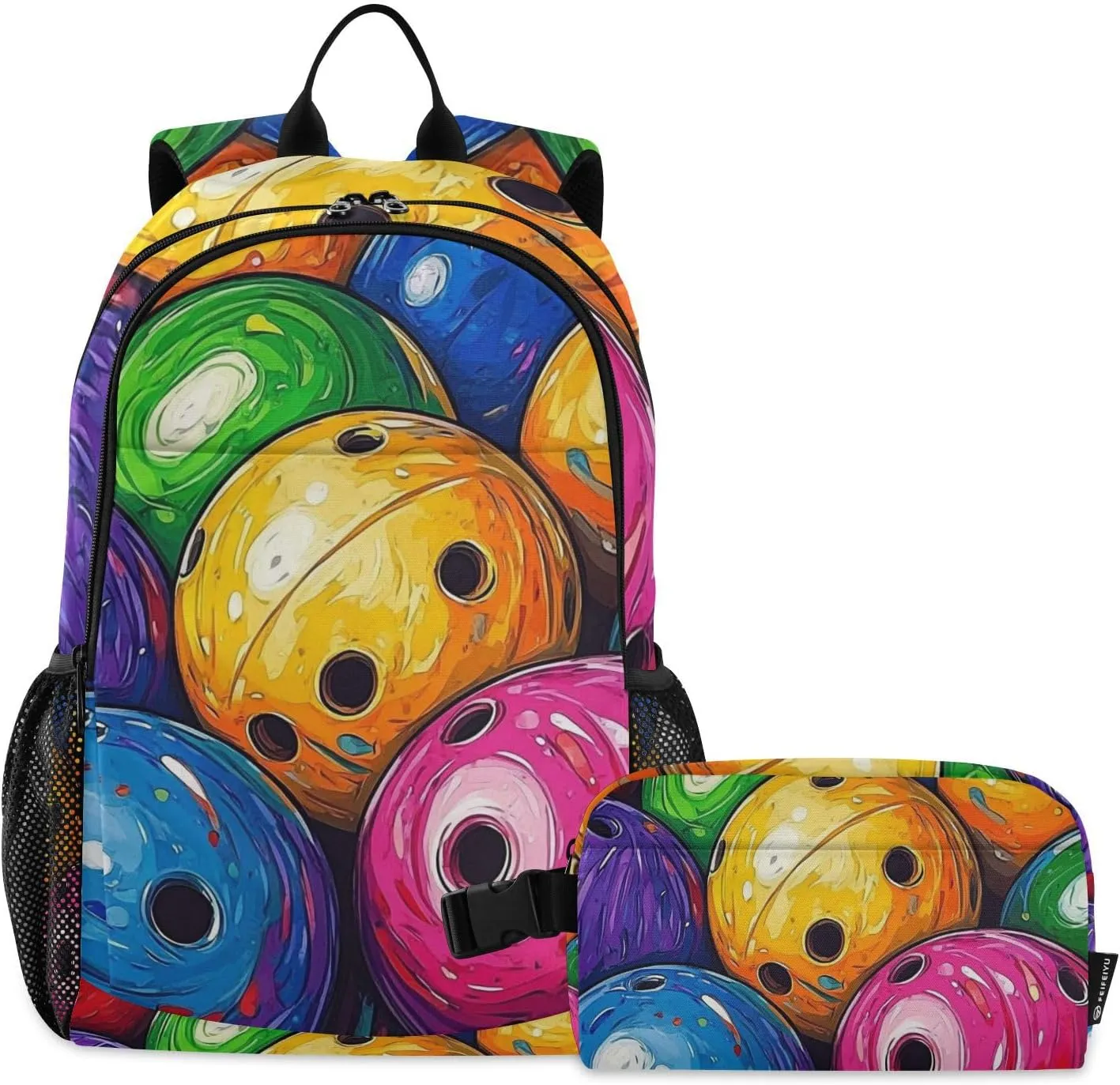 Kids Backpacks Set Colorful Bowling Boys Girls Backpack with Lunch Bag Toddler Bookbag